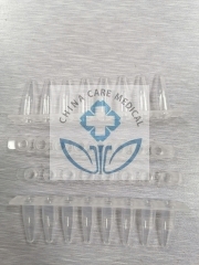 Bande de tube 8-PCR de 0,2 ml, avec capuchon optique plat, couleur transparente, 100 pièces/boîte