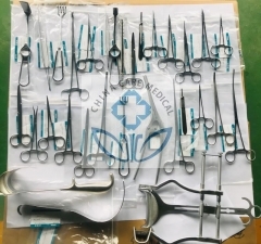 Ensemble d'instruments de chirurgie de laparotomie, 77 pièces